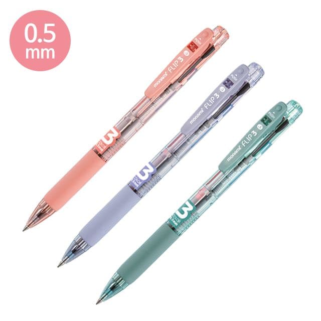 [モナミ] フリップ3 3色油性ボールペン 0.5mm (12本 1セット)