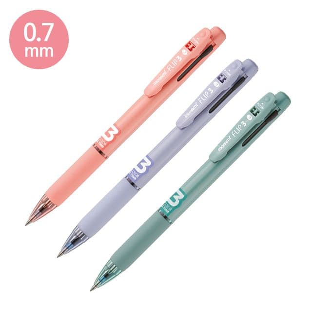 [モナミ] フリップ3 3色油性ボールペン 0.7mm (12本 1セット)