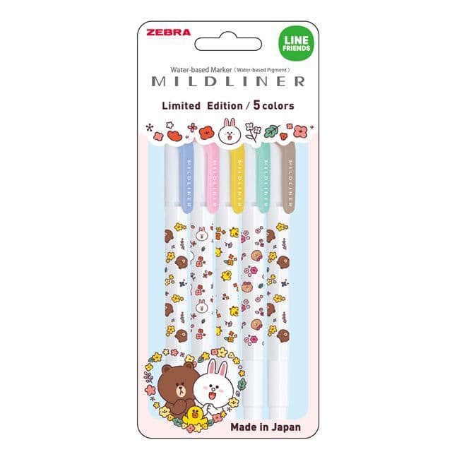 [ゼブラ]マイルドライナー LINE FRIENDS 5色セット