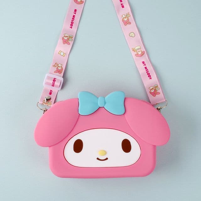 [サンリオ]マイメロディ ホットピンク ビッグスクエアフェイス シリコンクロスバッグ
