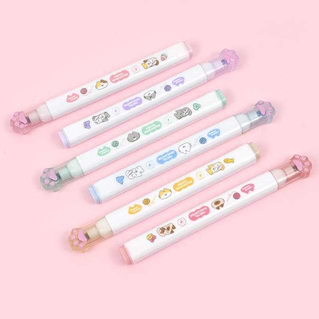 [ピンクフット]ニャンニャン蛍光ペン 6色セット
