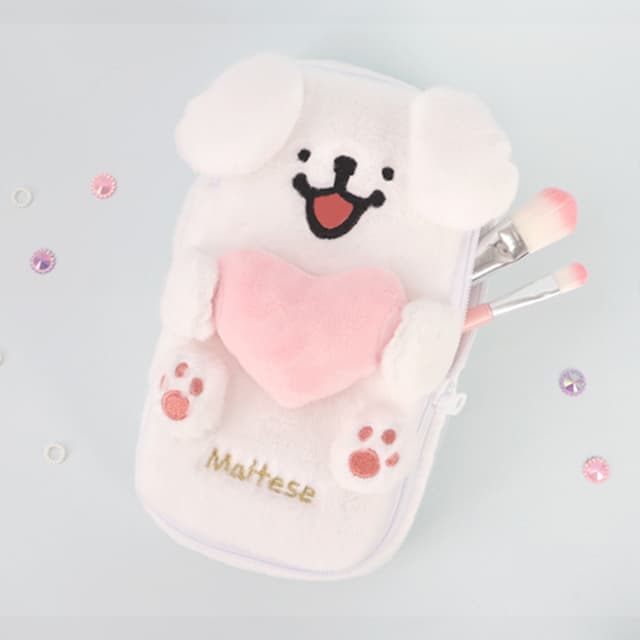 [ウィングハウス]マルチーズ ハートポンポンポーチ 1