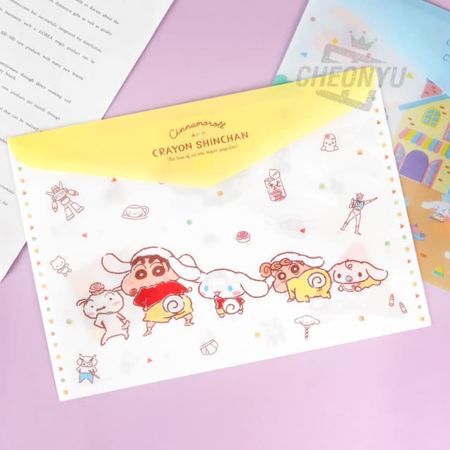 [サンリオ]シナモロール x クレヨンしんちゃん 横型封筒ファイル 1