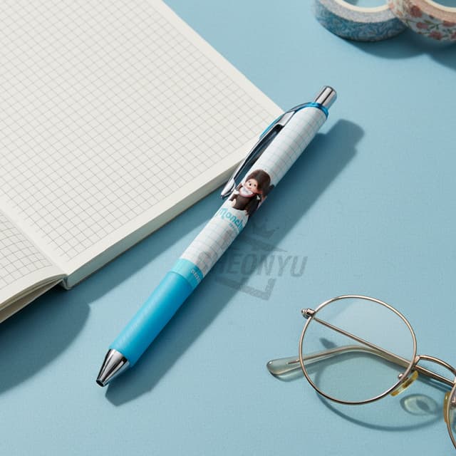 [モンチッチ]モンチッチ エナージェルボールペン 0.5mm_ミントチェック
