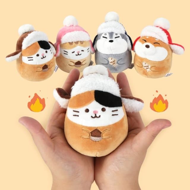 [キキクォッカ]モチタウン 羊毛帽子ホットパックぬいぐるみ 1
