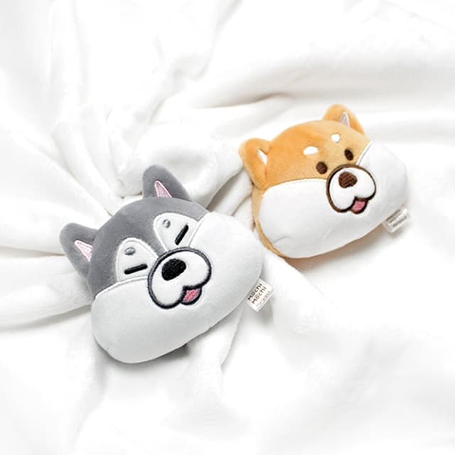 [キキクォッカ]モチタウン 柴犬 ハスキー 顔型ホットパックぬいぐるみ