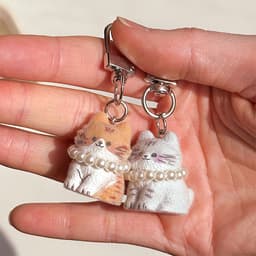 [イルジョン]ランダムふわふわ猫キーリングデコレーション（6個1セット） 3