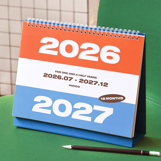 [インディゴ](26-27) ベーシック 18か月卓上カレンダー（26年7月-27年12..