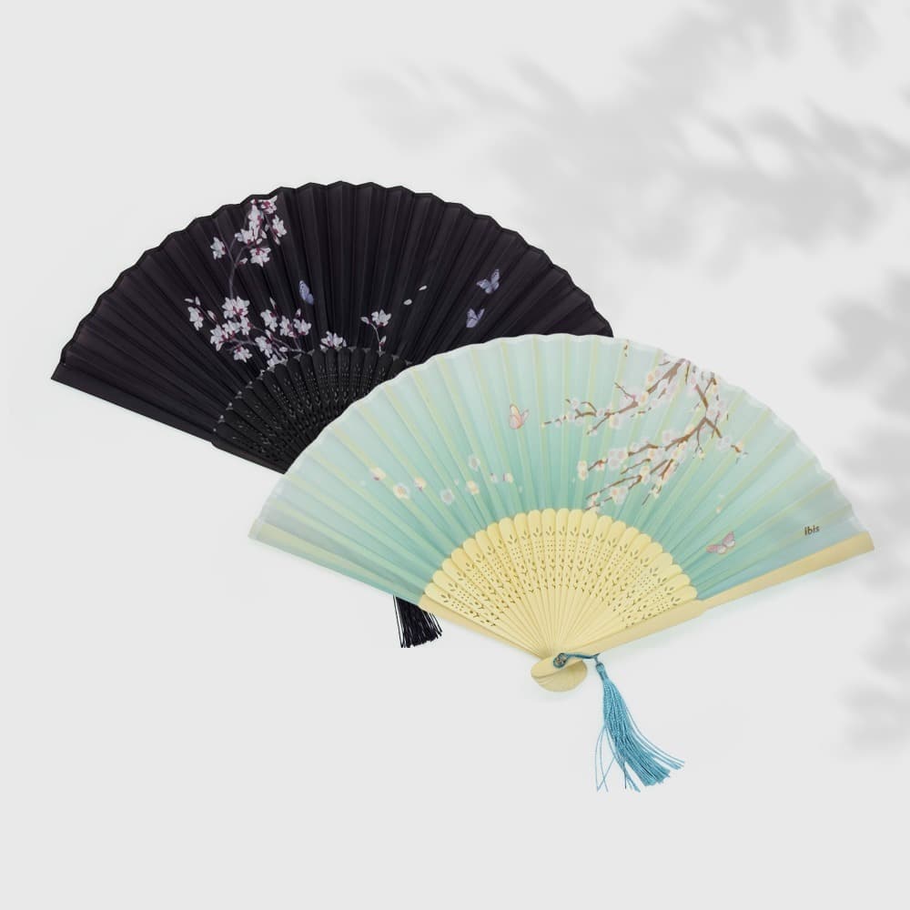[アイビス]伝統竹折りたたみ扇子 花木（ランダム発送） 1