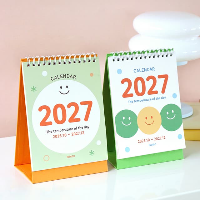 【インディゴ】2027 今日の温度 卓上カレンダー（ミニデスクカレンダー）