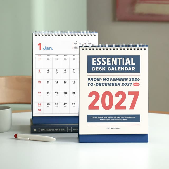 [アイコニック]2027 エッセンシャル卓上カレンダー デスクカレンダー 旧暦 デスクスケジューラー